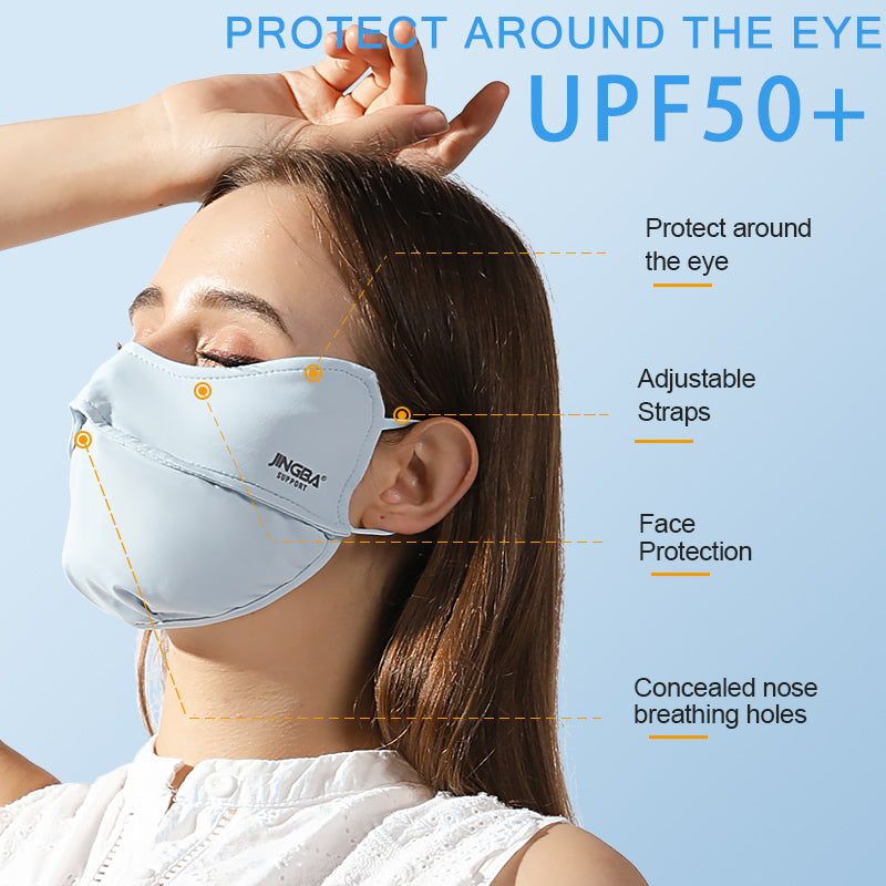 9055 Poliéster Seda de hielo Uv Protección solar al aire libre Lavable Reutilizable Máscara fresca de verano cubierta esquina del ojo 