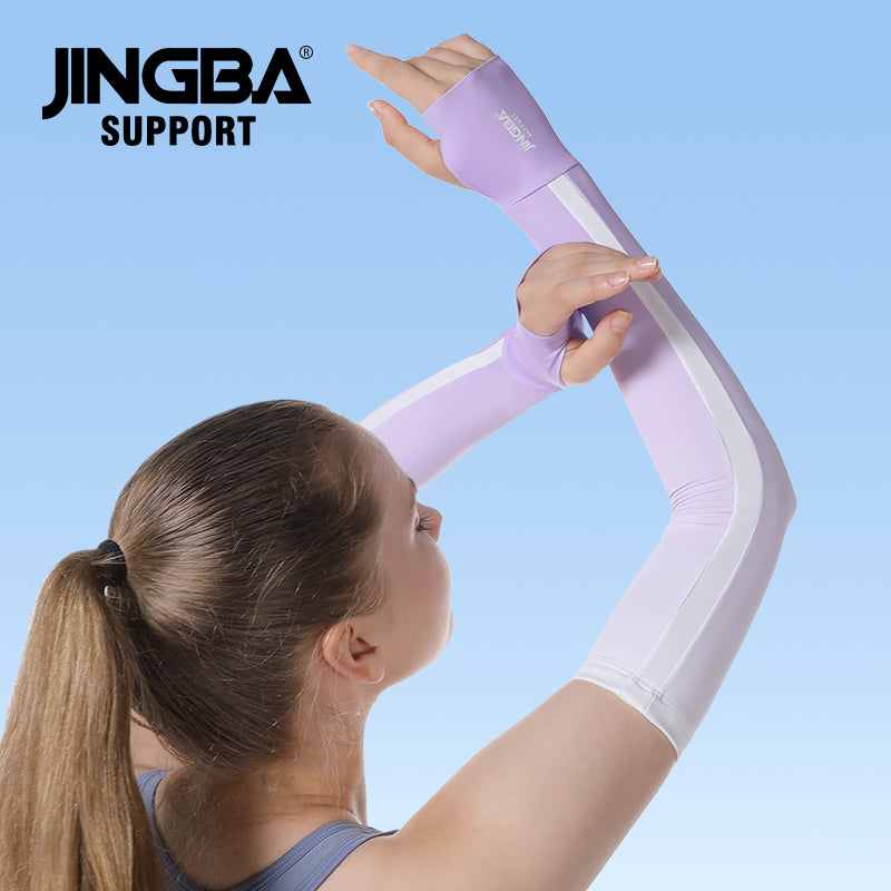 JINGBA SUPPORT 6945 Silicone anti-dérapant dégradé de couleur léger respirant trous pour les pouces manchons de protection UV souples