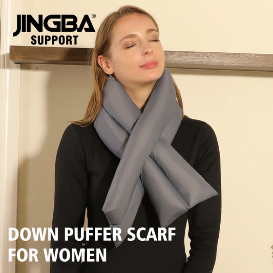 JINGBA SUPPORT 5255 Bufanda acolchada cálida para mujer, estilo coreano, impermeable, a prueba de viento, ajuste cruzado, chal, bufanda más cálida para el cuello 