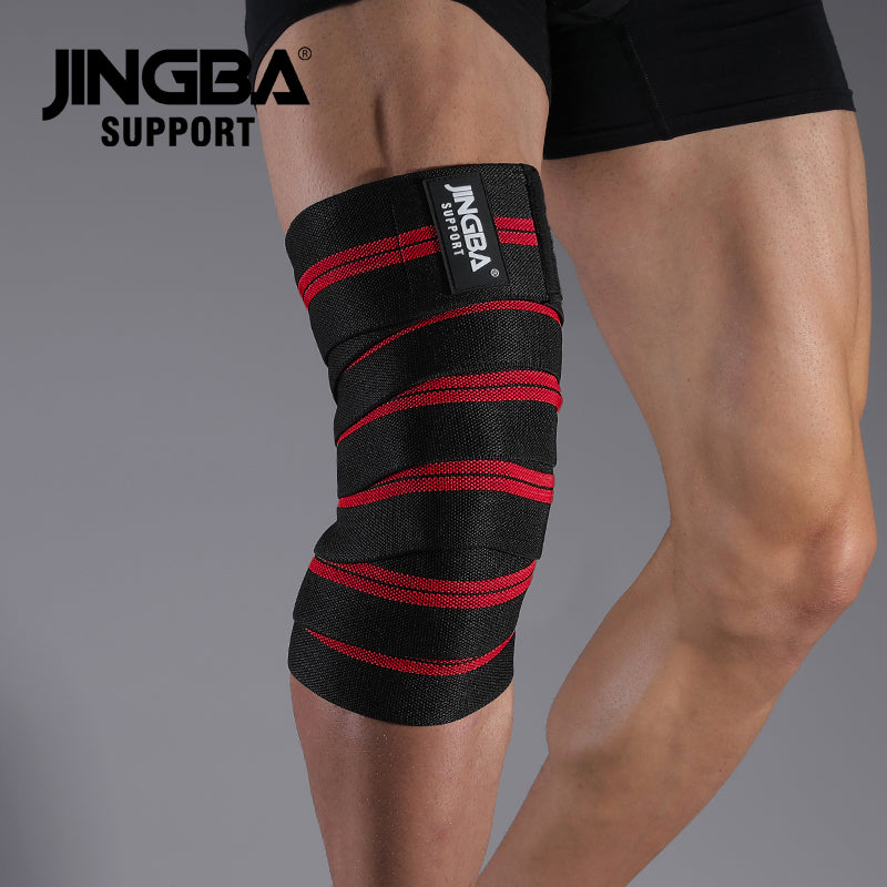 JINGBA SUPPORT 6324 Polyester Non-Slip Running Genouillère Brace High Elastic Compression Genou Bandage Wraps