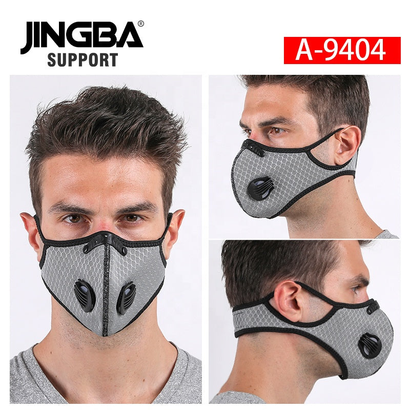 JINGBA SUPPORT 5991 Anti poussière cyclisme Ski demi vélo vélo avec filtre néoprène charbon actif maille tissu sport masque facial