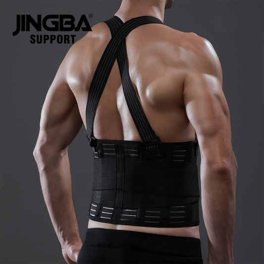 JINGBA SUPPORT 2152 Ceinture de sueur d'entraînement avec sangles dorsales Taille-taille Noir Taille Trainer Bande amincissante