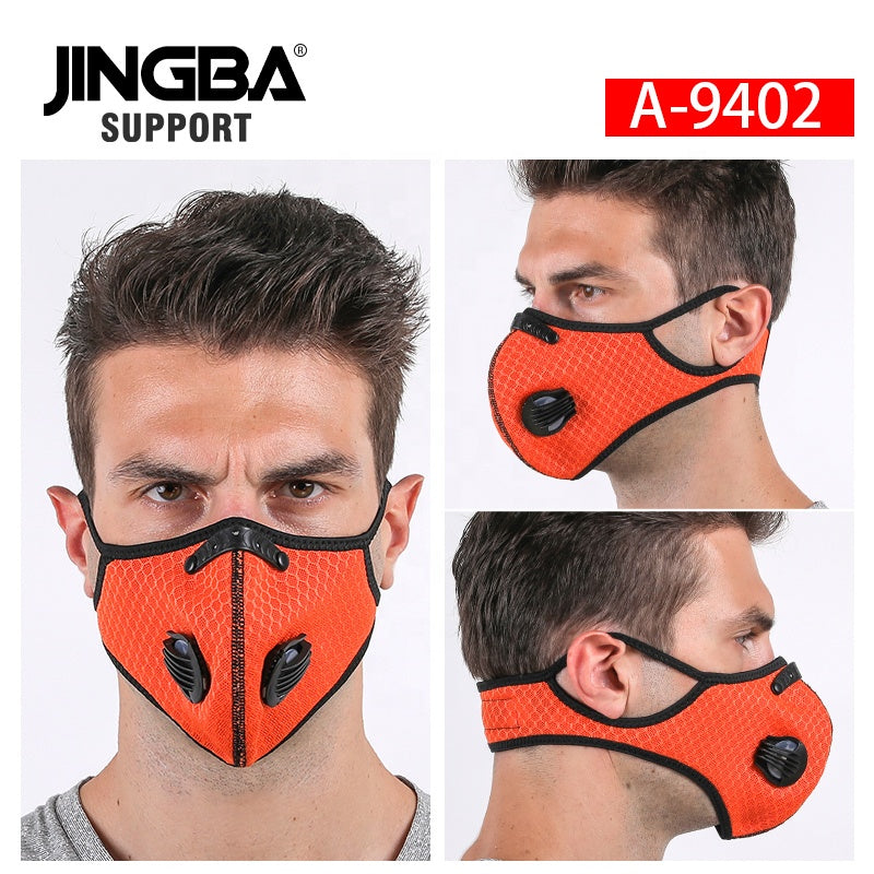 JINGBA SUPPORT 5991 Anti poussière cyclisme Ski demi vélo vélo avec filtre néoprène charbon actif maille tissu sport masque facial