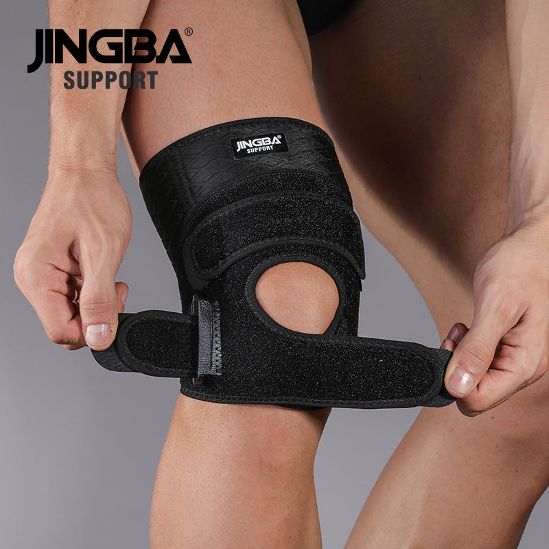 JINGBA SUPPORT 0138 Genouillère réglable en néoprène pour le sport, le volley-ball, le basket-ball, le fitness, avec ceintures de genouillère et bandage.