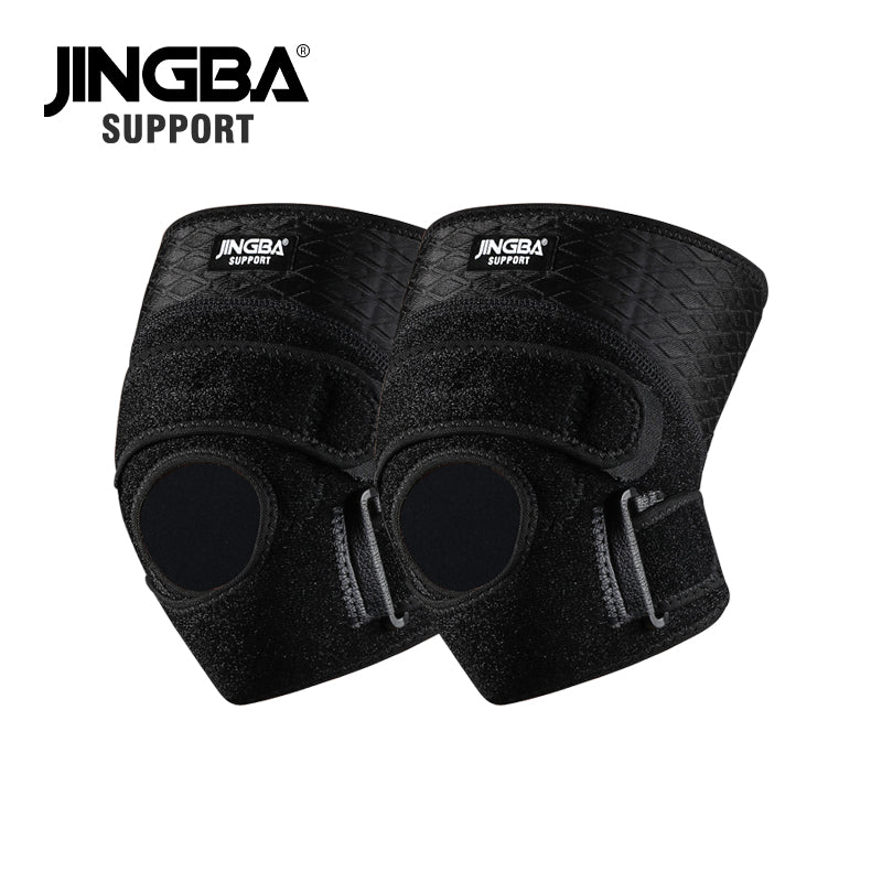 JINGBA SUPPORT 0138 Genouillère réglable en néoprène pour le sport, le volley-ball, le basket-ball, le fitness, avec ceintures de genouillère et bandage.